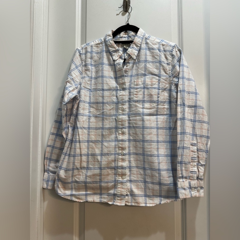 Ll Bean Multi Color Plaid Button Down Shirt Medium Long Sleeve 100% Cotton - Picture 5 of 7